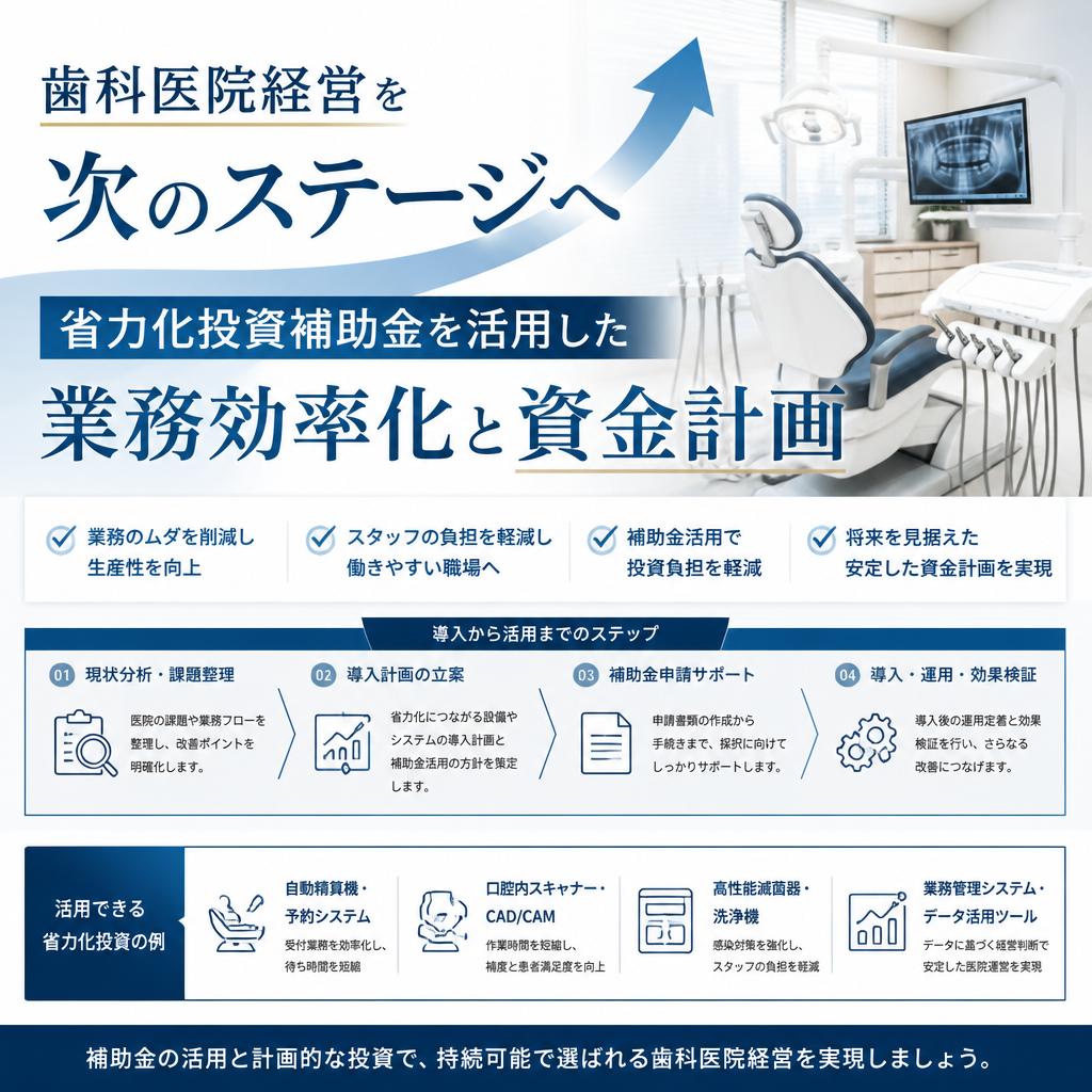 歯科医院経営を次のステージへ<br>省力化投資補助金を活用した業務効率化と資金計画