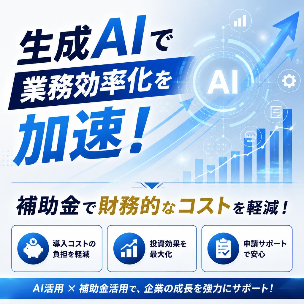 生成AIで業務効率化を加速し、補助金で財務的なコストを軽減！