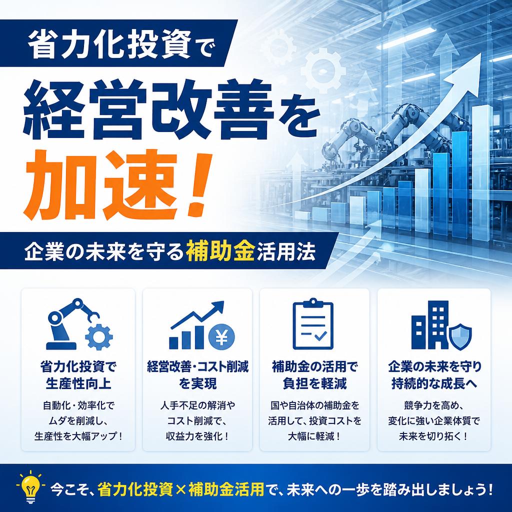省力化投資で経営改善を加速！企業の未来を守る補助金活用法