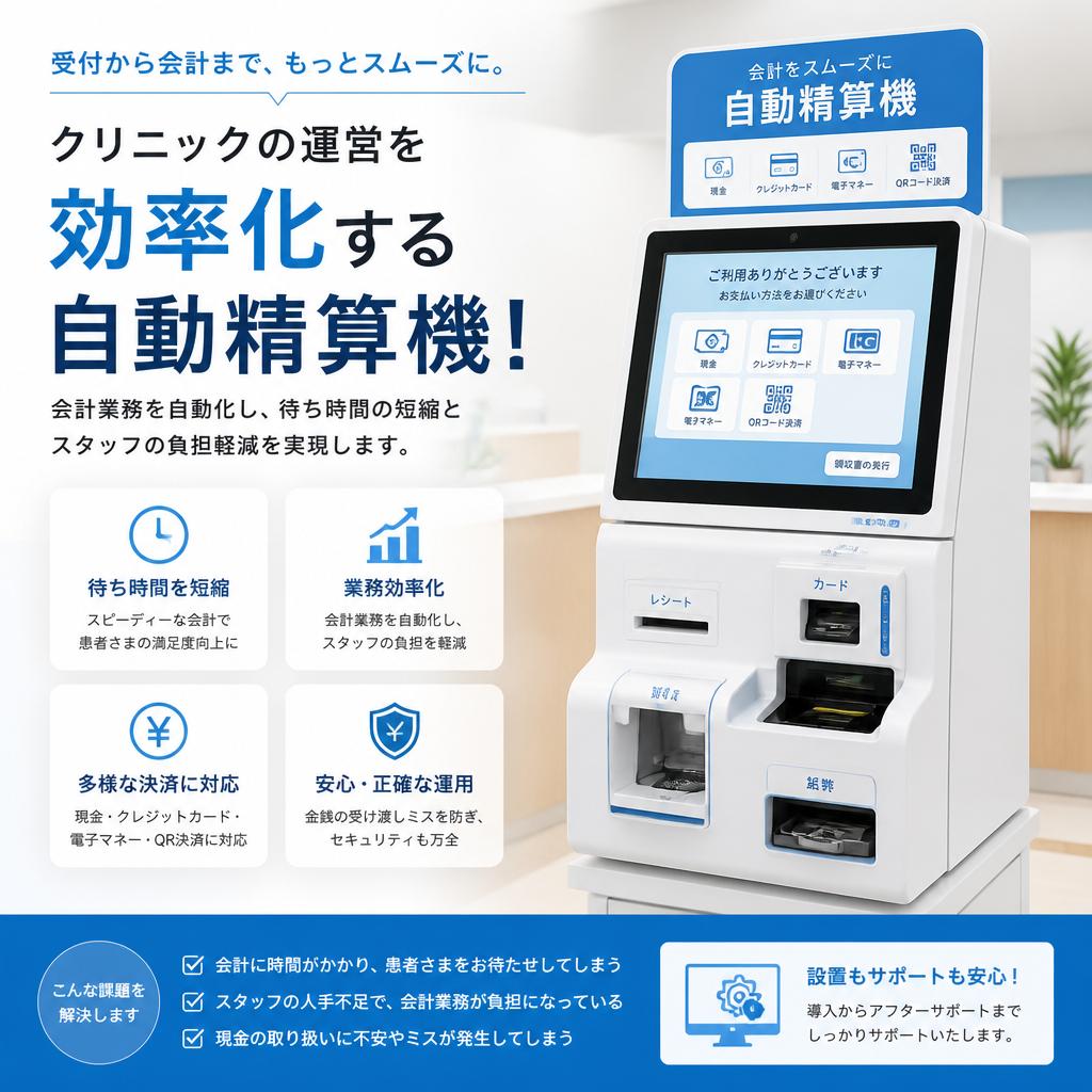 クリニックの運営を効率化する自動精算機！
