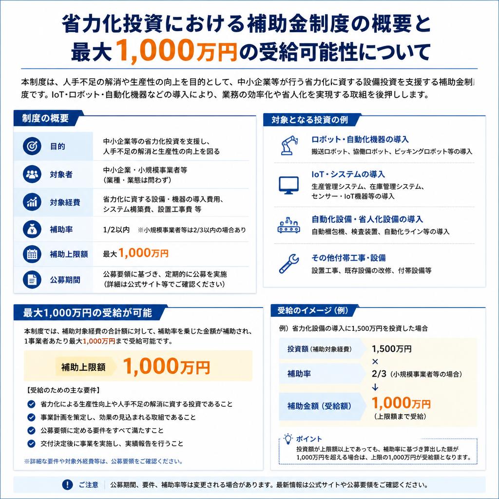最大1000万円の補助金受給のチャンス