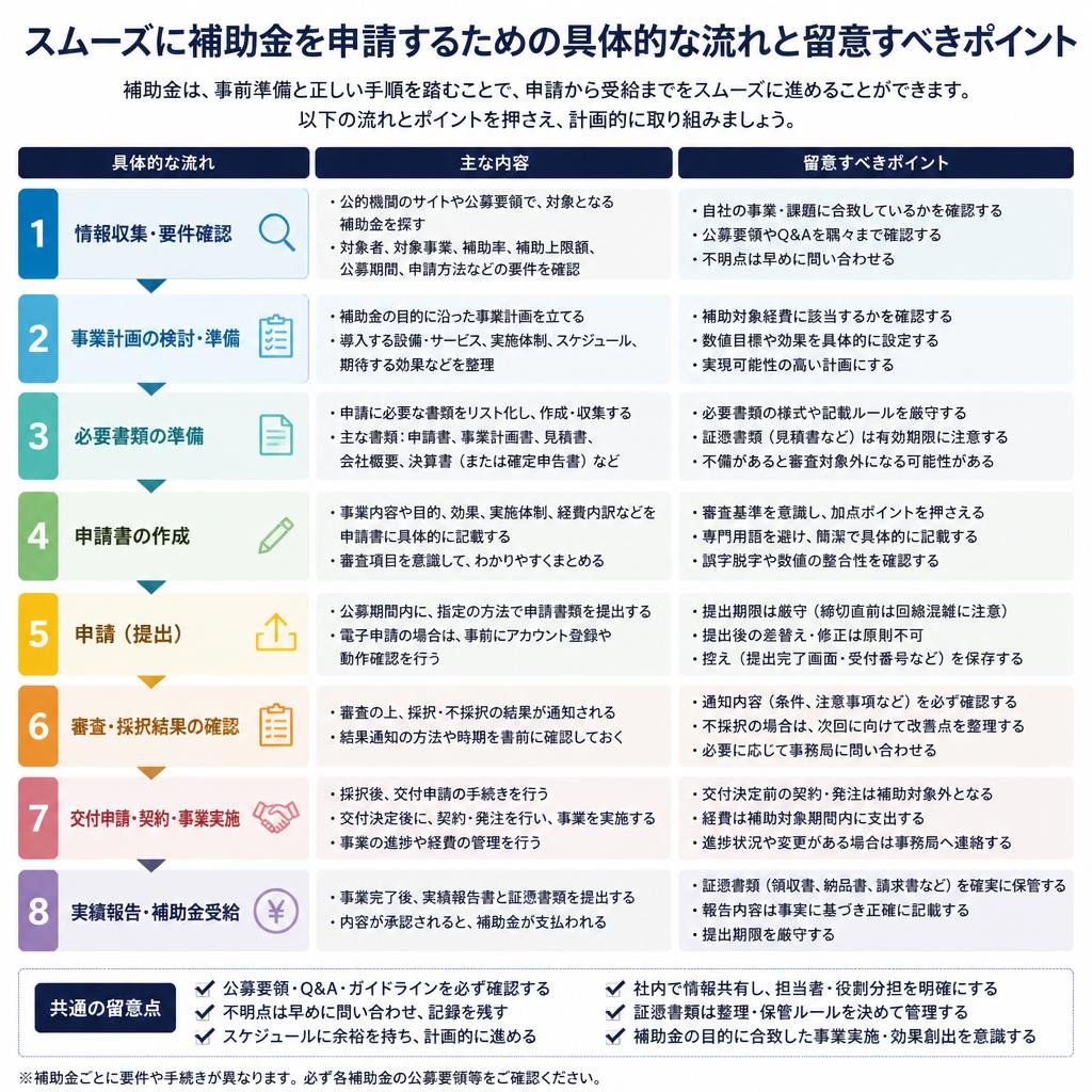 補助金申請の流れと注意点